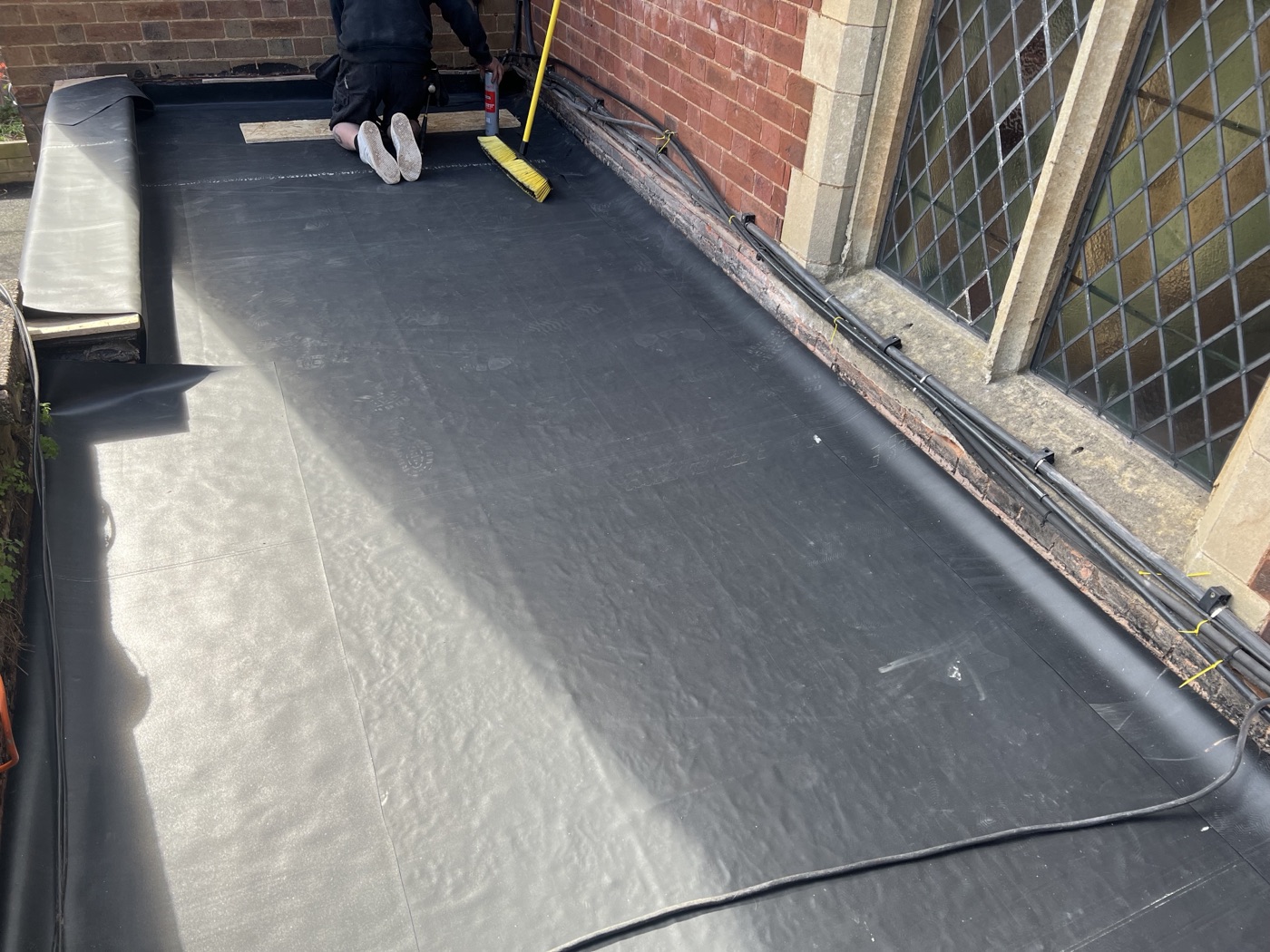 EPDM flat roof installation in progress — Warwickshire
